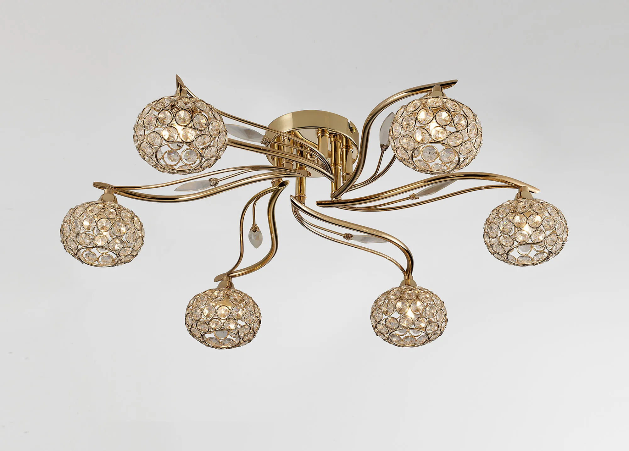 Leimo Crystal Ceiling 6 Light French Gold